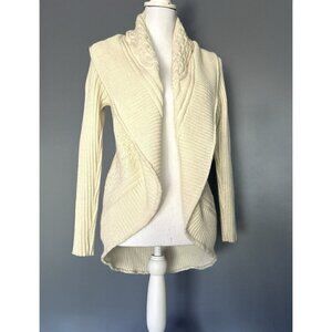 Simply Natural Designs %100 Baby Alpaca Wool Cardigan Women's Small Cream Knit